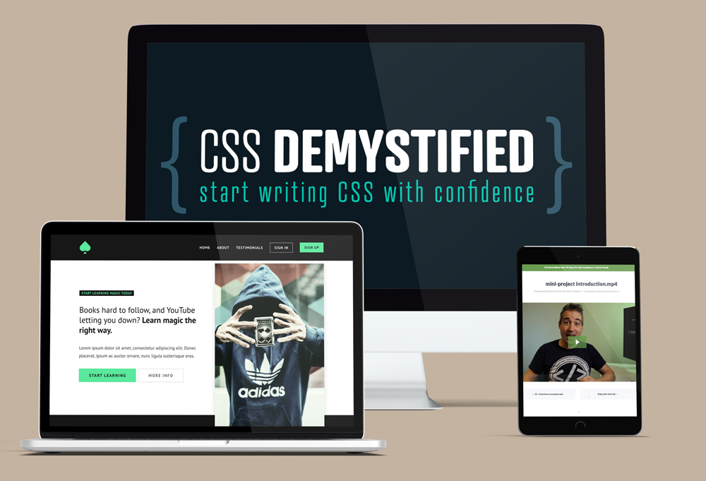 many screens showing projects and videos from the course